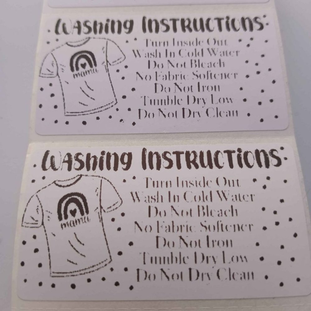 💙100 Washing Instructions- Thermal Label Stickers 2.25"x1.25"💙